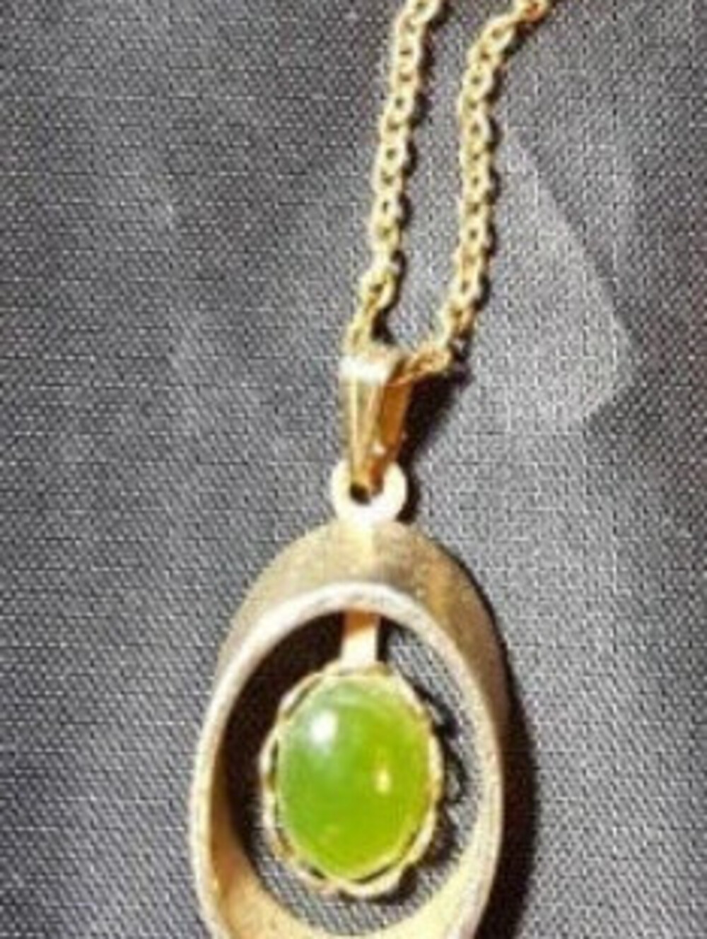 Vintage‎ Jadeite Necklace Signed Samson Co Green Gold-tone blu03-31